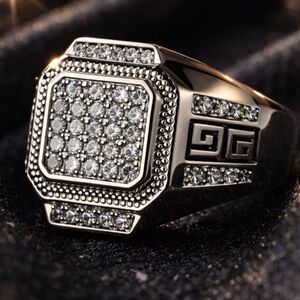 Elegant Silver Ring with Diamond Simulant Accents